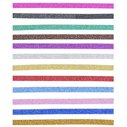 Outus 24 Stück Washi Band Handwerk Band Glitter Tapes Art Tapes Masking Tape für Kunst Handwerk und DIY, 12 Farben - 5