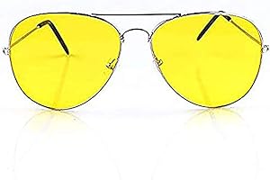 GK Night Driving Glasses HD Anti Glare Vision Polarised Yellow Lens Tinted Pilot Night Vision Polarized Driving Sunglasses Outdoor Sport Eyewear Ultra-Light Frame for skiing