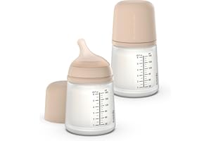Suavinex, Pack de 2 Biberón Anticólico Zero Zero, Tetina de Flujo Adaptable (A) de Silicona, Bebés +0 Meses y Recién Nacidos, Específico Lactancia Materna, Leche Materna y de Fórmula, 180 ml, Light