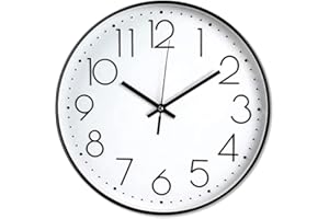 SIN&MI Wall Clock 9 Inch Silent Non Ticking Modern Quartz Battery Operated Digital Quiet Sweep Office home school Kitchen Decor Clocks Black