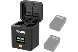 ZTIANFOTO ZG CINE NP-FW50 - Caja de carga rápida USB-C PD y pantalla OLED | Caja de carga de batería portátil para cámaras Sony (A7 III, A6000, A6300) + compartimento para tarjetas de memoria