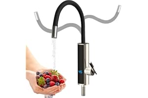 VEFACION Wasserhahn mit Durchlauferhitzer 230V Küche Edelstahl Elektrischer Durchlauferhitzer Wasserhahn mit 360 ° Drehbarer Wasserhahn,LED-temperaturanzeige