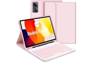 GOOJODOQ Funda con Teclado para Xiaomi Redmi Pad SE 2023, Desmontable Español Ñ Teclado con Funda Protectora para Redmi Pad SE 11" 2023, Rosa