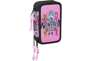 safta Monster High Drama - Trousse Scolaire avec 37 Outils Inclus, Trousse pour Enfant, idéale pour Les Enfants de 5 à 14 Ans, Confortable et Polyvalente, qualité et résistance, 12,5 x 5,5 x 19,5 cm,