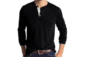 AUMELR Mens Long Sleeve T Shirt Cotton Henley Shirts Casual Fashion T Shirts