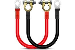 Yeeliv 2Pcs Battery Cables Reliable 2AWG 12V Copper Wires 50CM with M8 Ring Terminal Copper Wire for Auto, Truck, Motorcycle, Solar, RV, Marine,Available in 35mm²,Battery Terminal Connectors