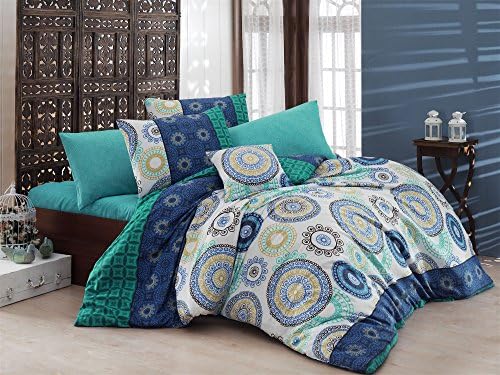 Bedding Set Linen Double Psychedelic Ombre Lotus Cotton Blend Quilt Duvet Cover Paisley Mandala Mystic Nirvana Hippie Gypsy Green Blue Indian African Ethnic Reactive Printing Yoga Oriental Buddha Feng Shui Boho