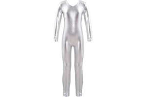 CHICTRY Body da Ginnastica Artistica Bambina Metallico Jumpsuit Body da Balletto Vestito Danza Classica Bodysuit a Manica Lunga Ballerina Tuta Sportiva Pagliaccetto Tutine