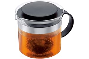 Bodum - 1875-01 - Bistro Nouveau - Théière en Verre avec Couvercle - Filtre Plastique - 1 L
