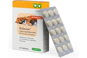 cp-pharma Relaxan | 60 Tabletten | Ergänzungsfuttermittel für Hunde und Katzen mit Multivitaminen, Mineralien sowie Aminosäuren natürlichen Ursprungs | Zur Entspannung