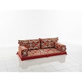 Şark K&ouml;şesi Minder Takımı Kırmızı Ahşapsız S&uuml;ngerli Kılıflı Sofa