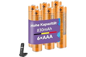 FKFCV Lot de 6 Piles Rechargeables 1,2V AAA 830mAh pour Gigaset téléphone Fixe sans Fil, Ready-to-Use Batterie NiMH pour téléphone sans Fil Panasonic