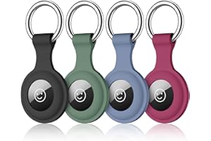 Dirrelo 4 Stück Airtag Anhänger Kompatibel mit Apple Airtag Schlüsselanhänger, Silikon AirTag Hülle Ultra Leicht Waschbar Kratzfest Air Tags Case für Apple Tracker, Schwarz+Grün+rot+Blau grau