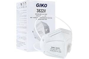 GIKO FFP2 Maske mit Ventil 20 stück weiß FFP2 Masken FFP2 Atemschutzmaske 5 Schutzschichten Schutz FFP 2 Kopfband Gesichtsmasken