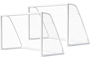 TLSUNNY Porta da Calcio per Bambini 244x155x90 cm, Porta da Allenamento da Giardino, Sistema a Clic, Porta da Calcio per Esterni, PVC Spesso, con Rete, Adatta per l'intrattenimento Dei Bambini, Bianco