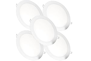 JANDEI – Confezione da 5 faretti LED da incasso rotondi, 18W, 1500 lumen, extrapiatti 13 mm, foro di montaggio Ø200-205 mm, con trasformatori inclusi (bianco freddo 6000k)