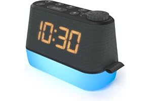 I-BOX Alarm Clocks Bedside, Radio Alarm Clock, Night Light, FM Radio, Dual Alarm Clocks for Bedroom, USB Charging Port, Dimmable, LED Display, Relaxation Sounds, Sleep Aid, Mains Powered Battery Backup