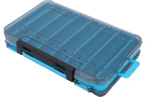 ‎AOUTECEN Aoutecen Angelköderbox, Fallschutz aus Kunststoffmaterial Anti-Verlust-Doppelseitige Köderbox Verschleißfest Schnelle Aufbewahrung mit Griff zum Angeln(Blau)