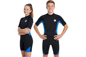 Summshall Combinaison en néoprène 2,5 mm pour enfants | Maillot de bain thermique pour natation, plongée, surf, combinaison chaude en néoprène à manches courtes, pour filles, garçons, jeunes |