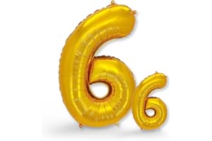 FUNXGO Palloncino Numero 6 Oro - due pezzi Uno grande e uno piccolo - Palloncini Compleanno Anni - Feste Decorazione di Compleanno Palloncino (Oro 6)
