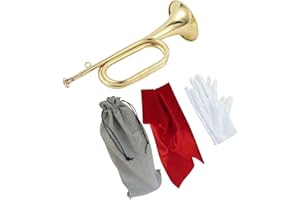 LOVIVER Cavalry Trumpet Marching Bugle Music Instrument Classic Scouting Trumpet Bugle Brass for Cavalry Orchestra Band Adults Children, C