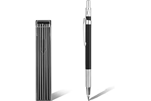 SAVITA - Juego de lápices mecánicos, incluye 1 lápiz y 12 piezas, 2 mm, recambios de lápices, 2 B, lápices automáticos, para carpintero, ingeniería y escritura artesanal, color negro