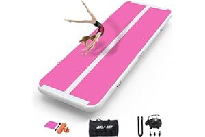 AKSPORT Nadmuchiwana mata gimnastyczna, 3/4/5/6 m, wysokość 10/20 cm, z pompką, do domu, na salę gimnastyczną, na szkolenie, cheerleading