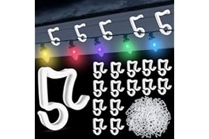 GOLRISEN 100 Stück Dachrinnenhaken Lichterkette Kunststoff Halterung Outdoor Weihnachtslicht Clip Mini Dachrinnenhalter für Weihnachtsbeleuchtung LED Dekorative Lichterketten (Weiß)