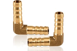 TOOLKNIGHT 2 Stück L Stück Schlauchverbinder, 8mm Messing 90° Winkelrohrverbinder, 2 Wege L förmiger Winkel Schlauchanschluss, 8mm Widerhaken für Winkelrohrverbinder, für Luft, Wasser, Kraftstoff, Öl