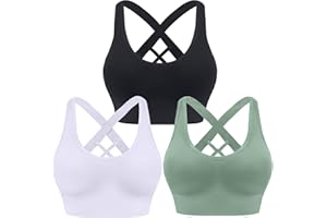 HANERDUN Damen Sport BH Starker Halt Sport-BH Crossback Push up Sports Bra Nahtlose Ohne Buegel mit Abnehmbaren Gepolstert für Fitness Lauf Yoga Joggen