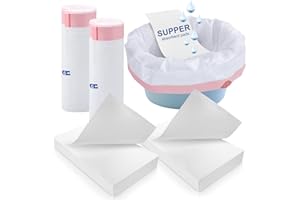 Samamoca 40 Pack Commode Liners with Absorbent Pads,Bed Pan Liners Disposable Waste Bags for Commode Chair,Toilet Tank Liners,Disposable Commode Liners for Camping(40Bags + 40Pads)
