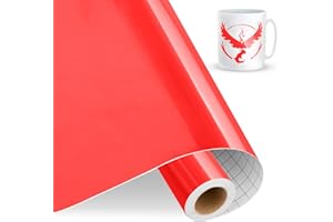 IModeur rojo Vinilo Permanente Rollo, 30,5 cm x 457,5 cm de Vinilo Adhesivo rojo Brillante, Vinilo rojo para Cricut, Silhouette Cameo, la mayoría de las máquinas de corte