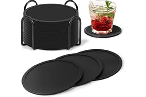 Gotanc Sottobicchieri Silicone 12 Pezzi Rotondi Sottobicchieri Antiscivolo e Isolati, Nero Sottobicchiere Protezione per Birra Bottiglie, Tazze da Tè, Tazza da Caffè
