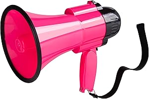 MyMealivos Tragbares Megafon Bullhorn 20 Watt Power Megafon Lautsprecher Sprach- und Sirenen-/Alarmmodi mit Lautstärkeregler und Gurt