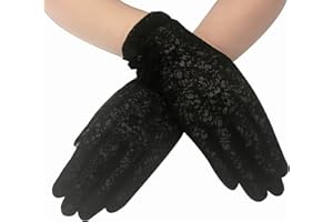 RDWESZOD Guanti da donna in pizzo con motivo floreale, corti e eleganti in pizzo per matrimoni, feste d'opera