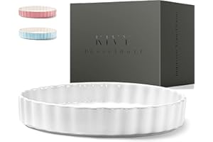 KIVY® Moule à Tarte [28 cm] - Moule à Pâtisserie en Céramique Antiadhésif - Plat à Tarte - Moule à Tarte en Céramique Blanc - Moule Tarte - Moule à Quiche - Moule de Cuisson Rond - Plat Four à Gratin