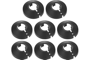 M METERXITY 8-Pack Pipe Cover Decoration, Suit for 16mm Outer Diameter Flange Water Pipe Escutcheon Water Pipe Drain Line Cover for Radiator Pipe/Water Drain Tube [Black]