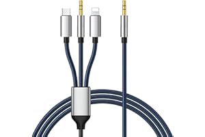 LUIRSAY Cavo Aux per i-Phone, [Mfi Certificato] 3 in 1 Cavo Aux USB C 3,5 mm, Macchina Compatibile con iPhone 16/15/14, i-Pad (non per chiamate)