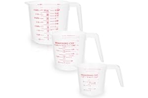 BARDITADUL 3PCS Plastic Measuring Jugs, BPA-Free Measuring Jug for Kitchen & Baking, Measuring Jug Set with Handle, Plastic Jug with Measure Scale & Easy to Read Measurements, Mixing Jug with 250ML/500ML/1000ML