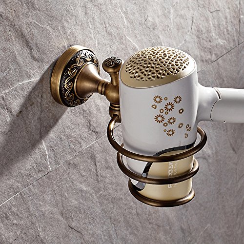 Weare Home Minimal Haartrocknerhalter Föhnhalter Bronze Beschichtung, Retro Solide Kupfer mit Einschnitt Wandmontage Haltbar Badzubehör Badaccessoires Dekor - 3