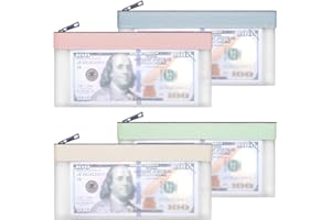 ZEPIQOR 4 Pcs sacchetti porta soldi per Money Bags with Zipper soldi con cerniera, buste per soldi buste per contanti borsa per banca, buste trasparenti per soldi per contanti, organizer multiuso