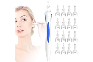 FMU Ohrenschmalz Entferner,Q-grips Ohrenreiniger,Sicheres Weiches 360 Grad Spirale Silikon Ear Cleaning kit 16 abwaschbaren Ersatzköpfen,Geeignet für Kinder Menschen blue and white