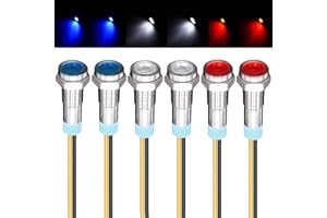 GUUZI 6 Piezas 220V-230V 6mm Panel LED Piloto Dash Luz de Advertencia Indicador Lámpara Luz Indicadora Lámpara Piloto Dash Bombillas Direccional (Rojo/Azul/Blanco)