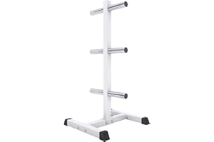 GORILLA SPORTS® Support pour Poids - pour Disques Olympiques Ø 50 mm, 6 Barres, Charge Jusqu'à 350 kg, Acier, Noir/Blanc - Rack de Rangement Poids, Stockage d'Haltères, Professionnel, Musculation, Gym