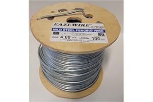 F&G SUPPLIES 100m roll of 4mm diameter galvanised mild steel line or straining wire in a handy spool
