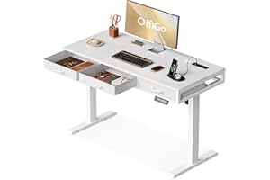 ‎OFFIGO OffiGo Height Adjustable Desk with Drawers, 120 cm Height Adjustable Desk, White Electric Table, Height Adjustable for Home Office