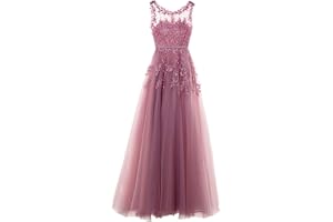 OULIWANGLUO Damen Einfarbige Tüll Lange Abendkleid Slim Elegant Hochzeit Cocktailkleid Hochzeitsgäste Partykleid Maxi Kleider