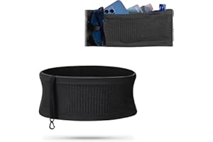 Viilich Cintura da Corsa Marsupio Sportivo Traspirante Lavorato a Maglia,Unisex Build & Fitness Marsupio Running,Marsupio multifunzionale con grande capacità,adatto per corsa,ciclismo,jogging,Nero,M