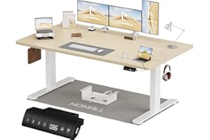 Homall Bureau Assis Debout Électrique 160x80 cm Bureau Réglable en Hauteur avec Fonction Mémoire et Système Anti-Collision, avec Plateau de Gestion des Câbles