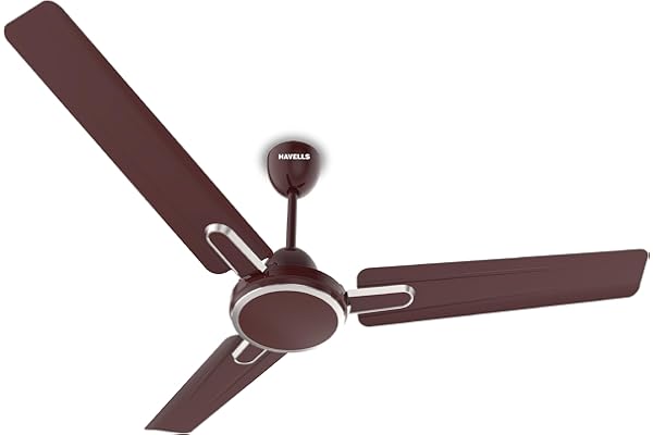 Havells Artemis ES 1200mm Ceiling Fan Double Ball Bearing High Air Delivery 380 RPM Air Flow: 220CMM 30W Wattage Ripped Aerodynamic Blades 2 Years Manufacturer Warranty (Brown), 1 Star